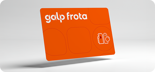 Fotografia do cartão Galp frota. Cor-de-laranja, com o logótipo 