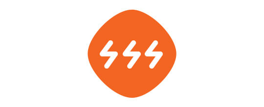 Diamante naranja con el símbolo de tres rayos blancos en su interior.