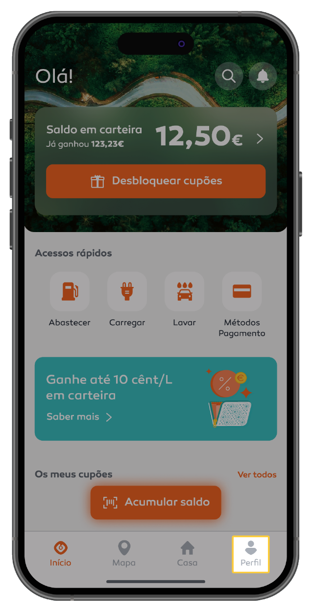 Ecrã inicial da app Mundo Galp.