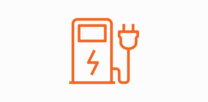 Ícone de posto de abastecimento elétrico.