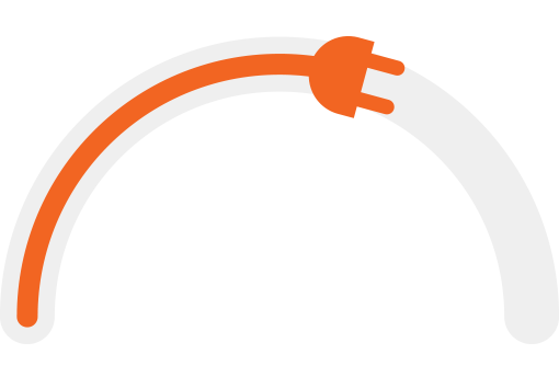 Arco cinzento com uma ficha laranja a preencher metade do arco.