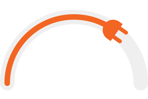 Arco cinzento com uma ficha laranja a preencher pouco mais de metade do arco.