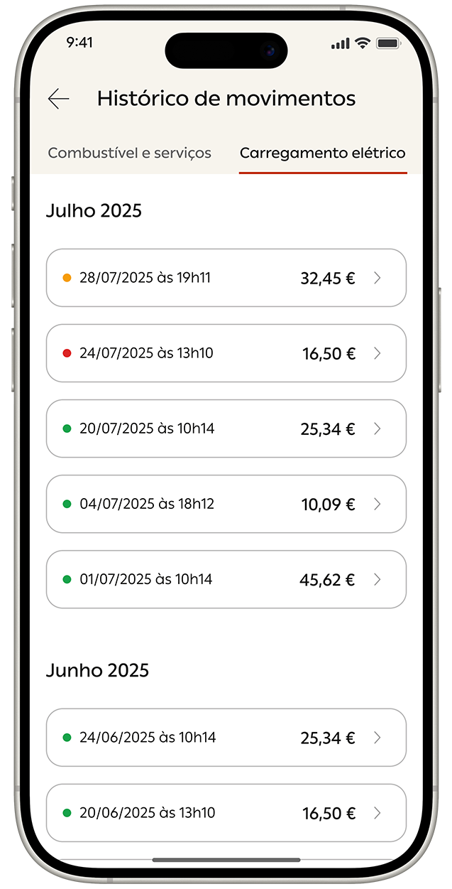Ecrã de telemóvel com app Mundo Galp aberta no ecrã 