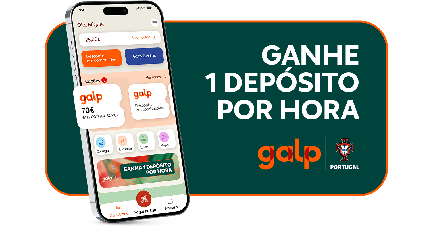 App Mundo Galp promove passatempo da Seleção Portuguesa com oferta de depósitos em combustível.