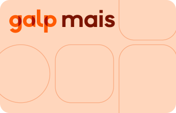 Cartão Galp Mais, fundo laranja claro.