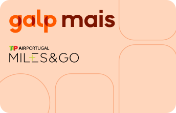 Cartão Galp Mais com TAP Miles&Go, fundo laranja claro.