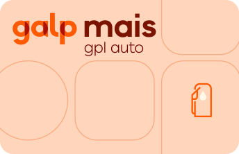 Cartão Galp Mais GPL Auto, fundo laranja claro, ícone de combustível.