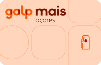 Cartão Galp Mais Açores, fundo laranja claro, ícone de combustível.