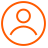 Ícone com linhas cor-de-laranja de um círculo, no seu interior uma pessoa.